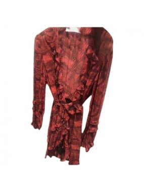 IRO Red and Black Abstract Print Blouse